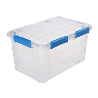 Ezy Storage IP67 Rated 50 Liter Waterproof Storage Tote w/ Lid, Clear (Used) - VMInnovations