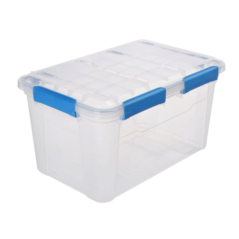 Ezy Storage IP67 Rated 50 Liter Waterproof Plastic Storage Tote with Lid, Clear