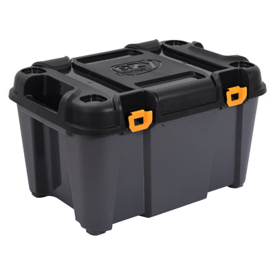 Ezy Storage Bunker 21 Gallon Heavy Duty Garage Storage Container Tub, Black Gray