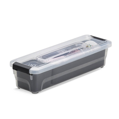 Ezy Storage Sort It 1 Quart Plastic Stacking Container Bin Organizer w/ 2 Cups
