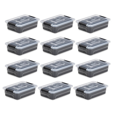 Ezy Storage Sort It 1.5 Quart Plastic Stacking Container Bin w/ 4 Cups (12 Pack)