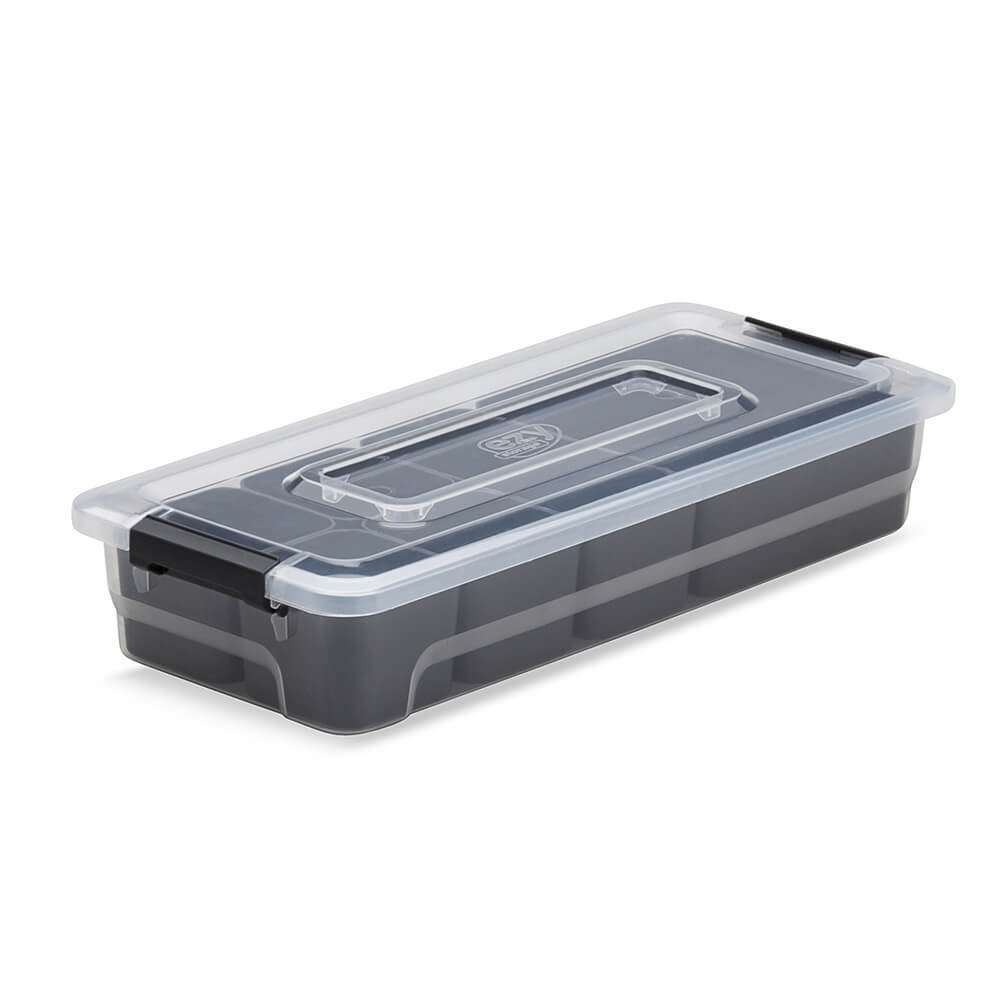 Ezy Storage Sort It 2.5 Quart Shallow Plastic Stacking Container Bin with 6 Cups
