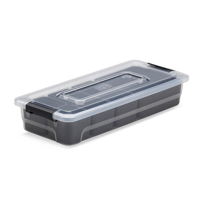 Ezy Storage Sort It 2.5 Quart Shallow Plastic Stacking Container Bin with 6 Cups