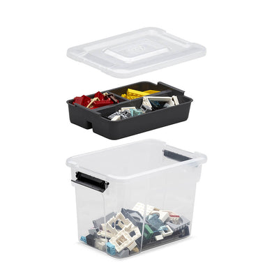 Ezy Storage 3.2 Quart Sort It Storage Container Box with Removable Insert Tray