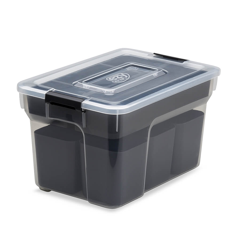Ezy Storage Sort It 8 Quart Plastic Container with Removable Tray Cups (9 Pack) - VMInnovations