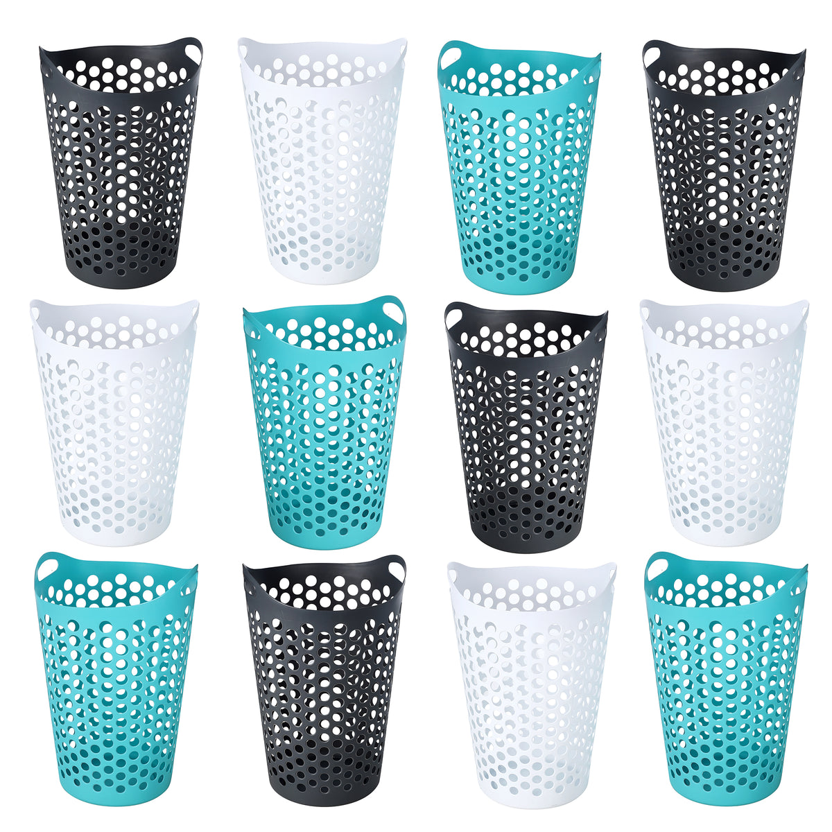 Ezy Storage Flexi 15 Gallon Plastic Flex Laundry Basket Clothes Hamper (12 Pack)