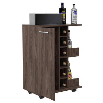 TUHOME Bar Display Cart for Wine and Liquor with Door, Amaretto (Open Box)
