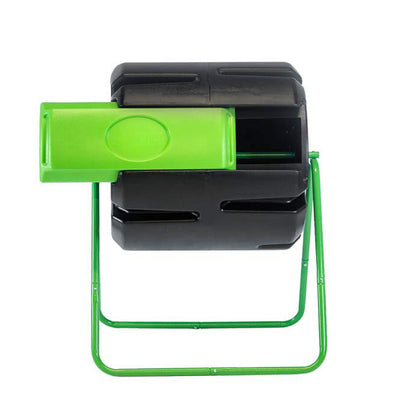 FCMP Outdoor HOTFROG 37 Gallon Plastic Single Roto Tumbling Composter Bin, Green - VMInnovations