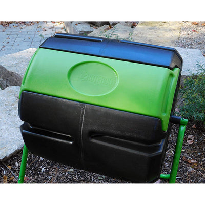 FCMP Outdoor HOTFROG 37 Gallon Plastic Single Roto Tumbling Composter Bin, Green - VMInnovations