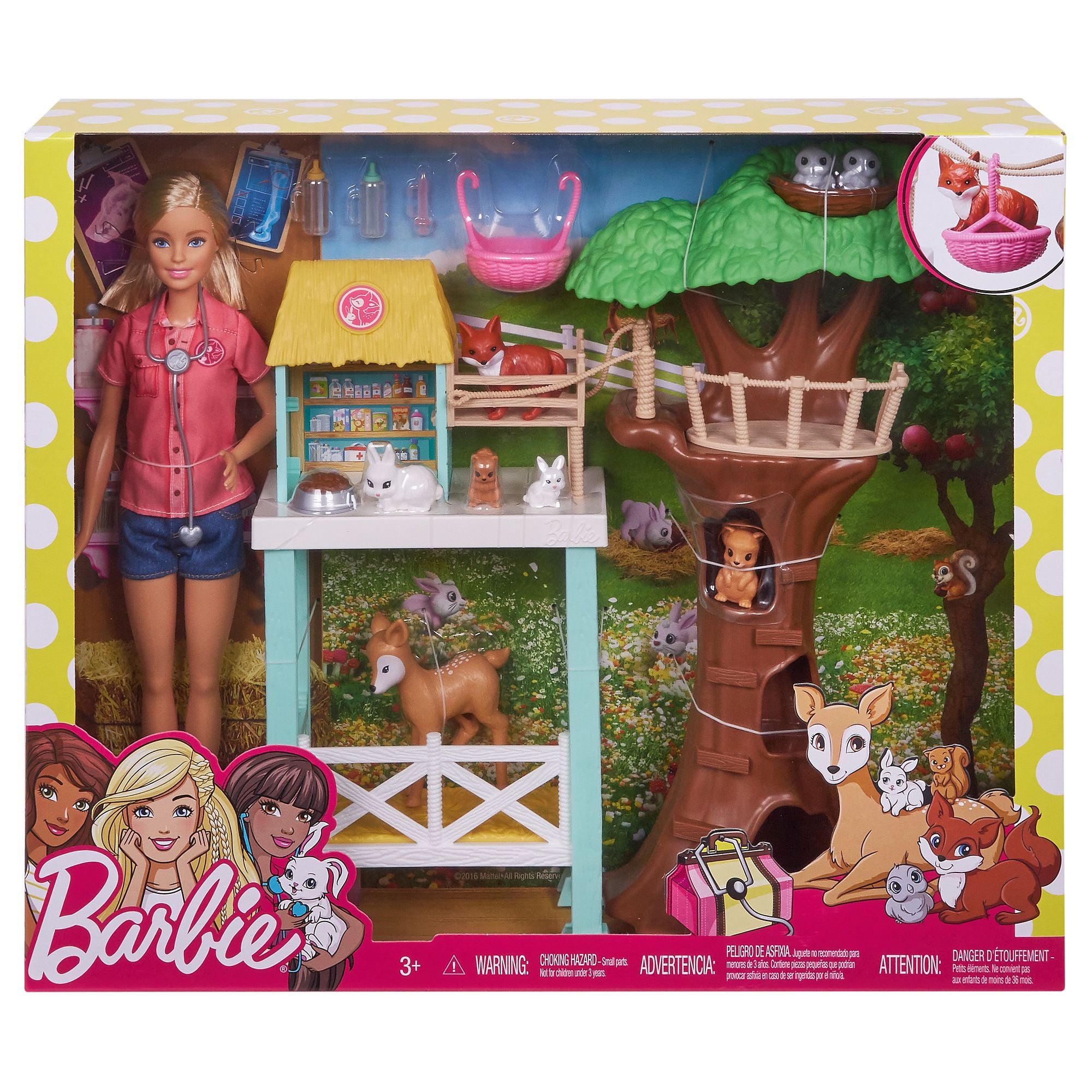 Barbie Animal Rescuer Doll Woodland Forest Rescue Care Center Shelter & Playset