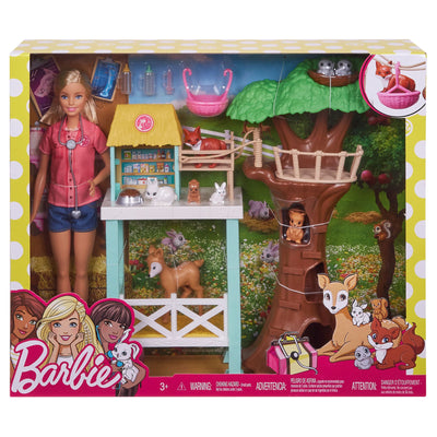 Barbie Animal Rescuer Doll Woodland Forest Rescue Care Center Shelter & Playset