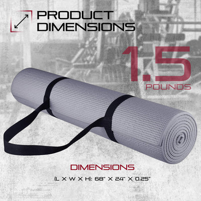 Signature All Purpose High Density No Tear Exercise Mat w/Strap, Gray (Open Box)