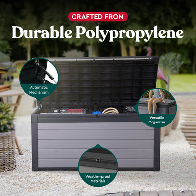 Keter Premier 150 Gallon Deck Box w/Polypropylene Construction for Storage, Gray - VMInnovations