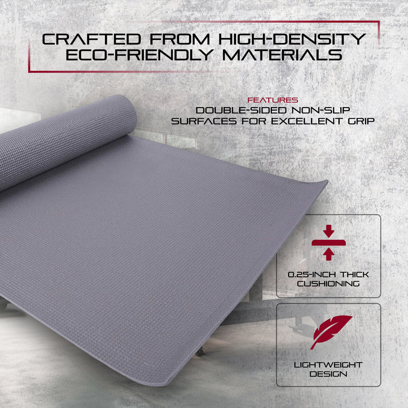 Signature All Purpose High Density No Tear Exercise Mat w/Strap, Gray (Open Box)