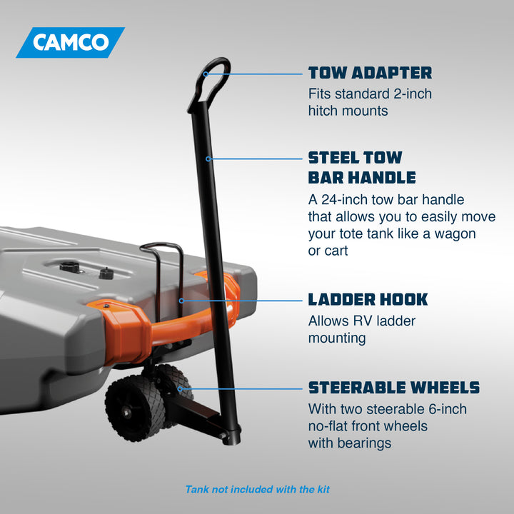 Camco Steerable Wheel Kit for 28 & 36 Gallon Rhino Tote Tank with Tow Bar Handle