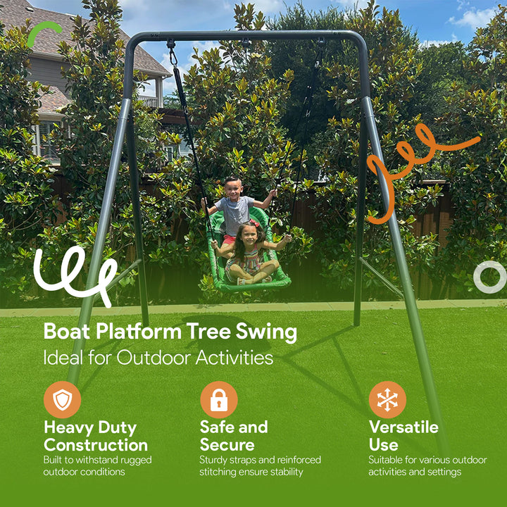 gobaplay Outdoor Swing Set Frame with Bars & gobaplay Boat Swing Platform Saucer