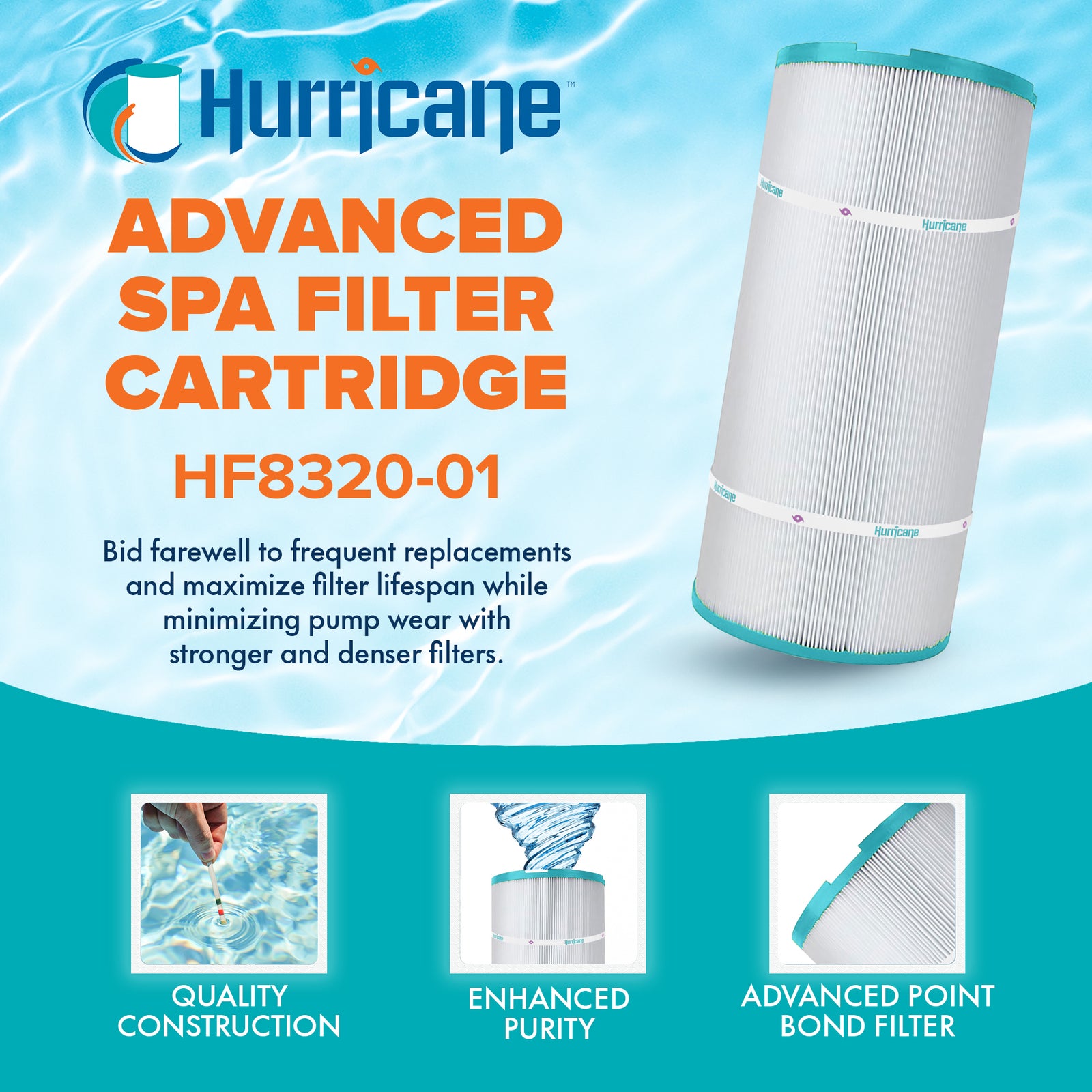Hurricane 4 Pack HF8320-01 Advanced Pool and Spa Filter Cartridge Replacement - VMInnovations