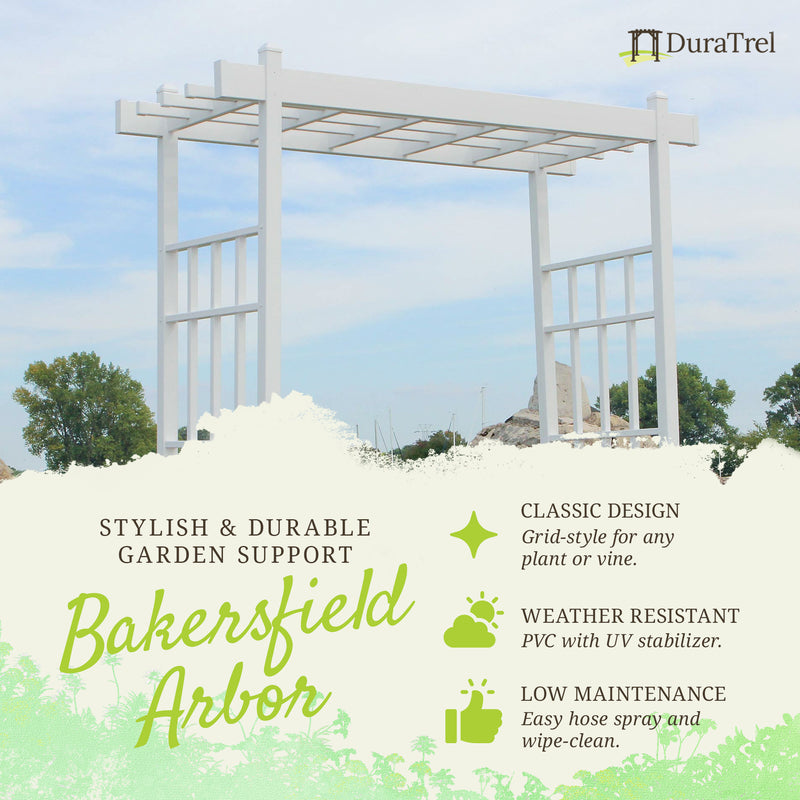 Dura-Trel Bakersfield 28 x 72 x 82 Inch PVC Vinyl Outdoor Garden Patio Arbor