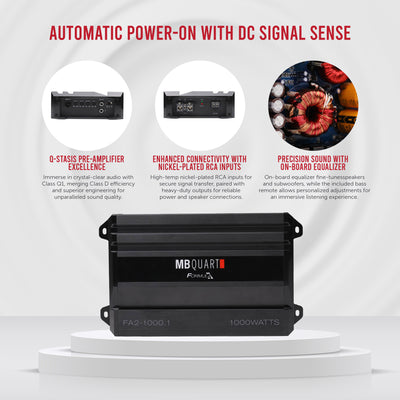 MB Quart Formula 1,000 Watt Mono Car Audio Mobile Amplifier, FA2-1000.1, Black