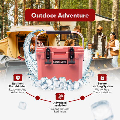 CAMP-ZERO 10 Liter 10.6Qt Cooler w/2 Molded In Cup Holders, Coral (Open Box) - VMInnovations