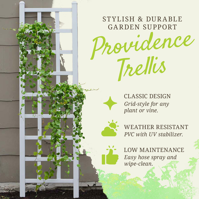 Dura-Trel Providence 22 x 75 Inch PVC Vinyl Outdoor Garden Patio Trellis, White