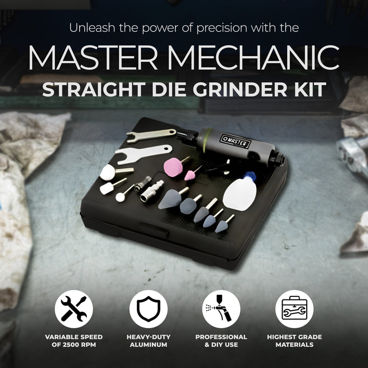 Master Mechanic .25 Inch Lightweight Straight Die Grinder Kit w/Aluminum Housing - VMInnovations