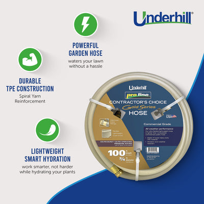 Underhill ProLine Gold Series 3/4 Inch x 100 Foot Garden Water Hose (Open Box)