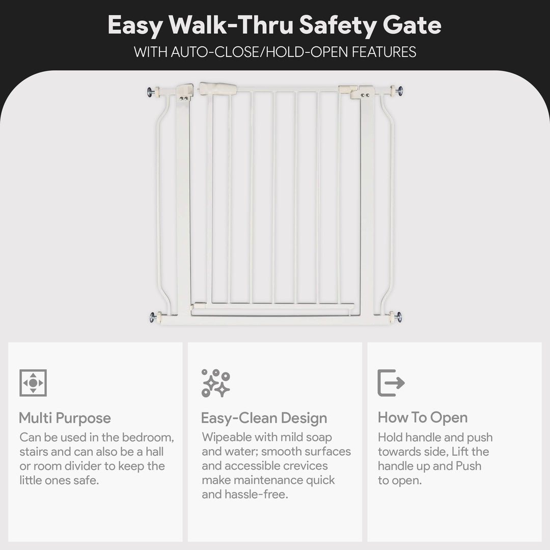 BalanceFrom Walk-Thru Safety Gate for Baby and Pets, 29.1-33.8"W, 30"H, White