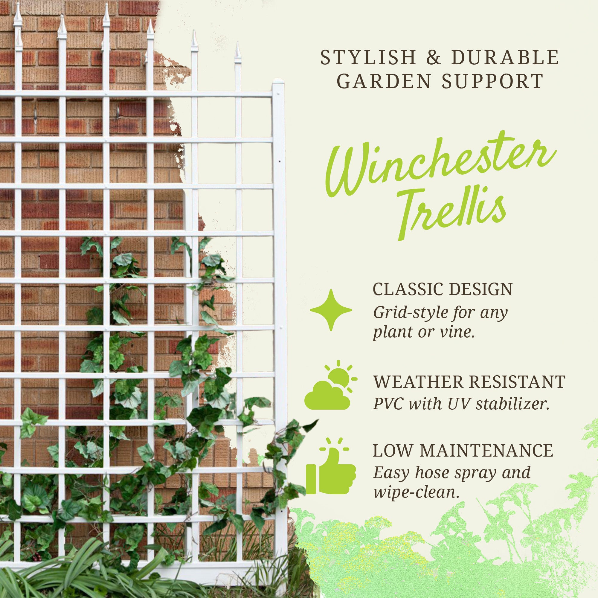 Dura-Trel 57 x 96 Inch PVC Vinyl Outdoor Garden Patio Trellis, White (For Parts) - VMInnovations