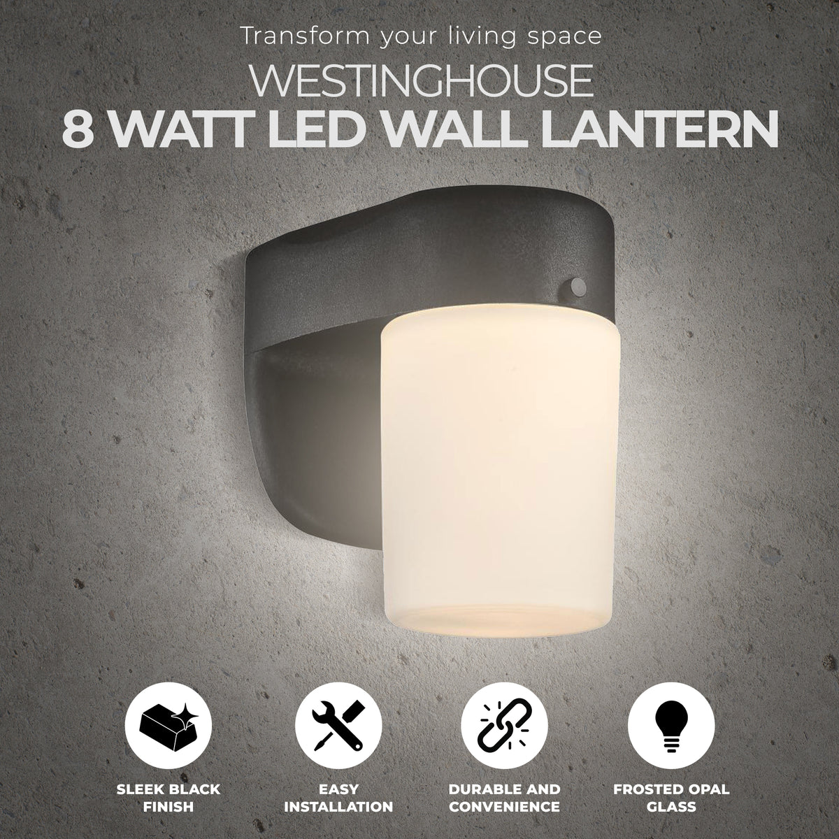 Westinghouse LED Wall Lantern, Frosted Glass, Outdoor Light, (Open Box)
