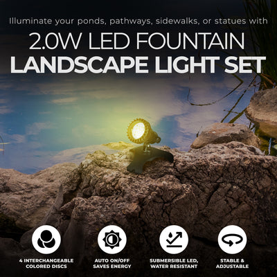 Pondmaster 2.0w LED Fountain Light w/Transformer & 4 Colored Discs (Open Box) - VMInnovations
