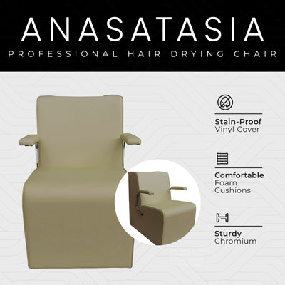 PureSana Chromium Anastasia Padded Professional Hair Drying Chair for Salons - VMInnovations