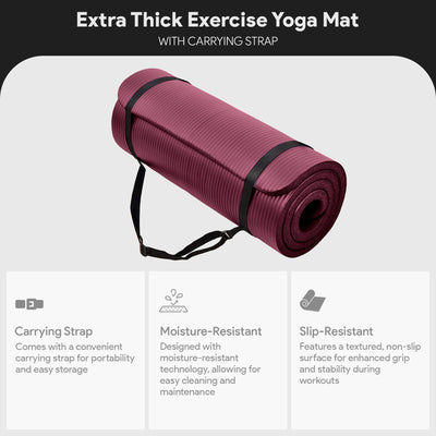 BalanceFrom Yoga Mat, 1" Extra Thick Exercise Pilates Workout Mat (Open Box)