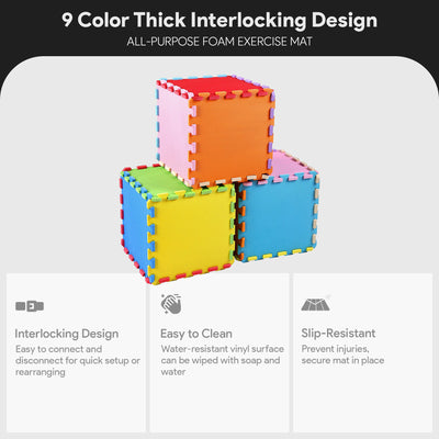 BalanceFrom 9 Color Extra Thick Interlocking Puzzle Foam Mats, 36 (Used)