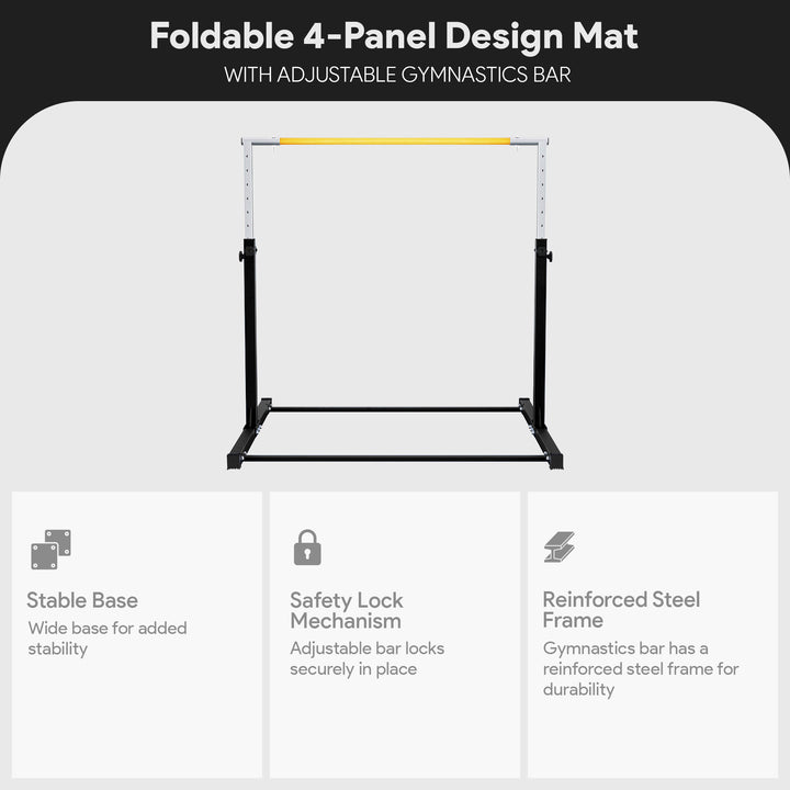 BalanceFrom Fitness 120" x 48" Exercise Mat & Adjustable Gymnastics Bar, Black