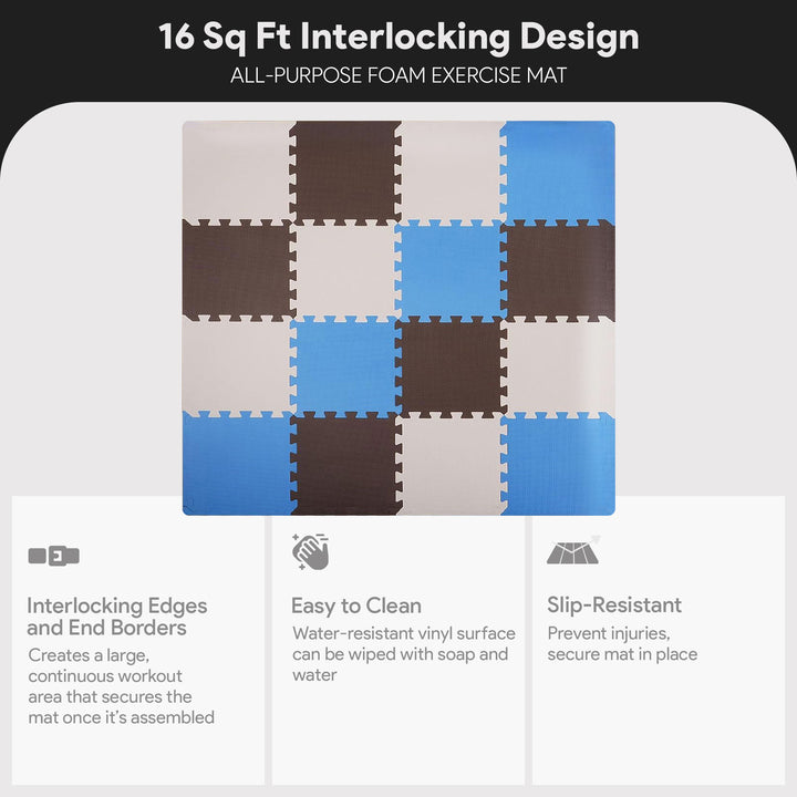 BalanceFrom Fitness 16 Tile Thick Interlocking Puzzle Foam Exercise Mat (Used) - VMInnovations