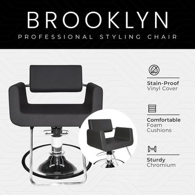 Chromium Brooklyn Professional Styling Chair w/HighDensity Foam CushionsOpen Box - VMInnovations