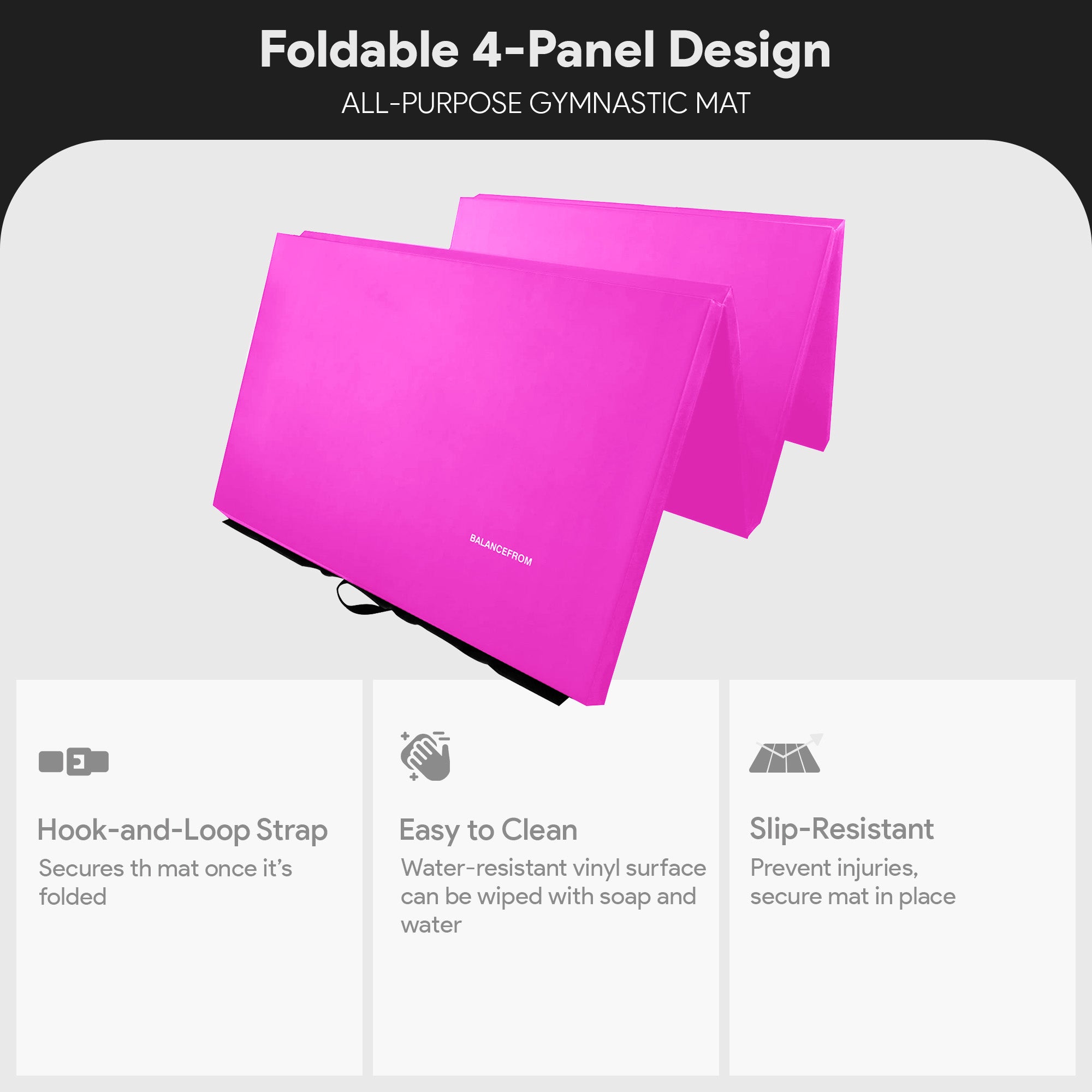 GoGym 120x48in All Purpose Folding Gymnastics Mat, Pink (Open Box) - VMInnovations
