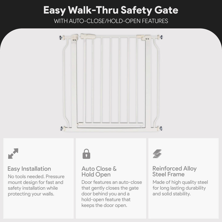 BalanceFrom Walk-Thru Safety Gate for Baby and Pets, White (Open Box)