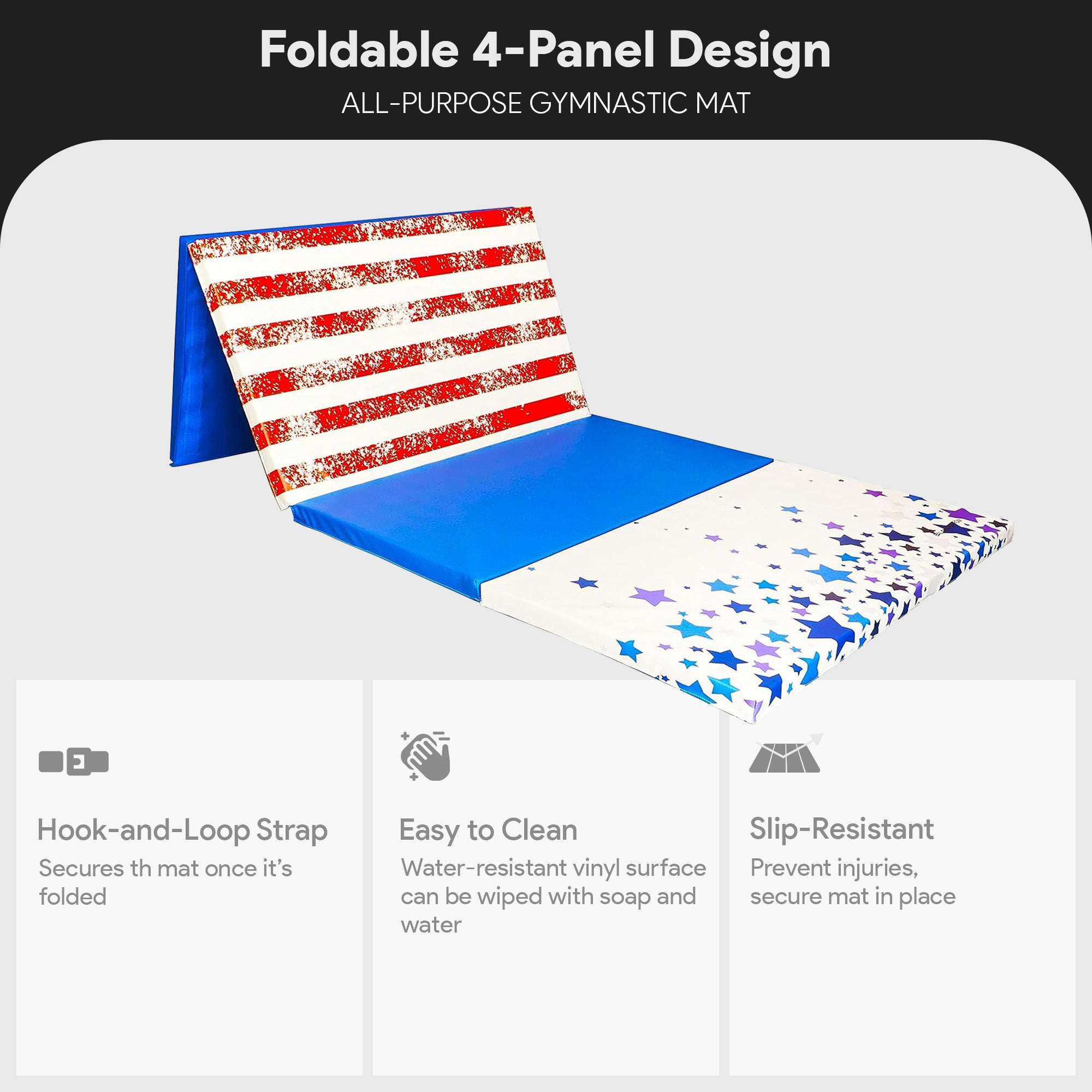 BalanceFrom Fitness 120"x48" All Purpose Exercise Mat, Star/Stripe (Open Box) - VMInnovations