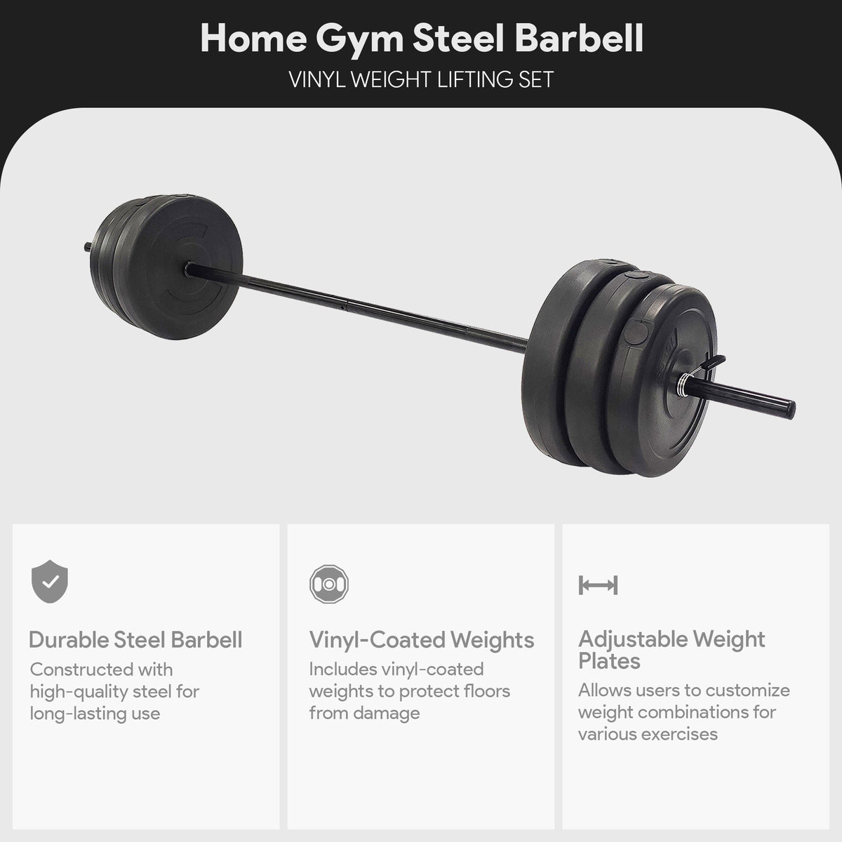 Everyday Essentials Home Gym Steel Barbell Weight Lifting Set, 100 Pounds (Used)