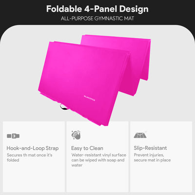 BalanceFrom 4' x 6' x 2" All Purpose Folding Gymnastics Gym Mat, Pink (Open Box) - VMInnovations