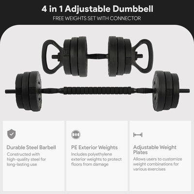 Fitvids 4 in 1 Adjustable Dumbbell Set, 60lbs Free Weights Set (Open Box) - VMInnovations
