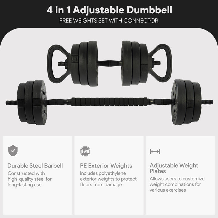 Fitvids 4 in 1 Adjustable Dumbbell Set, 60lbs Free Weights Set (Open Box)