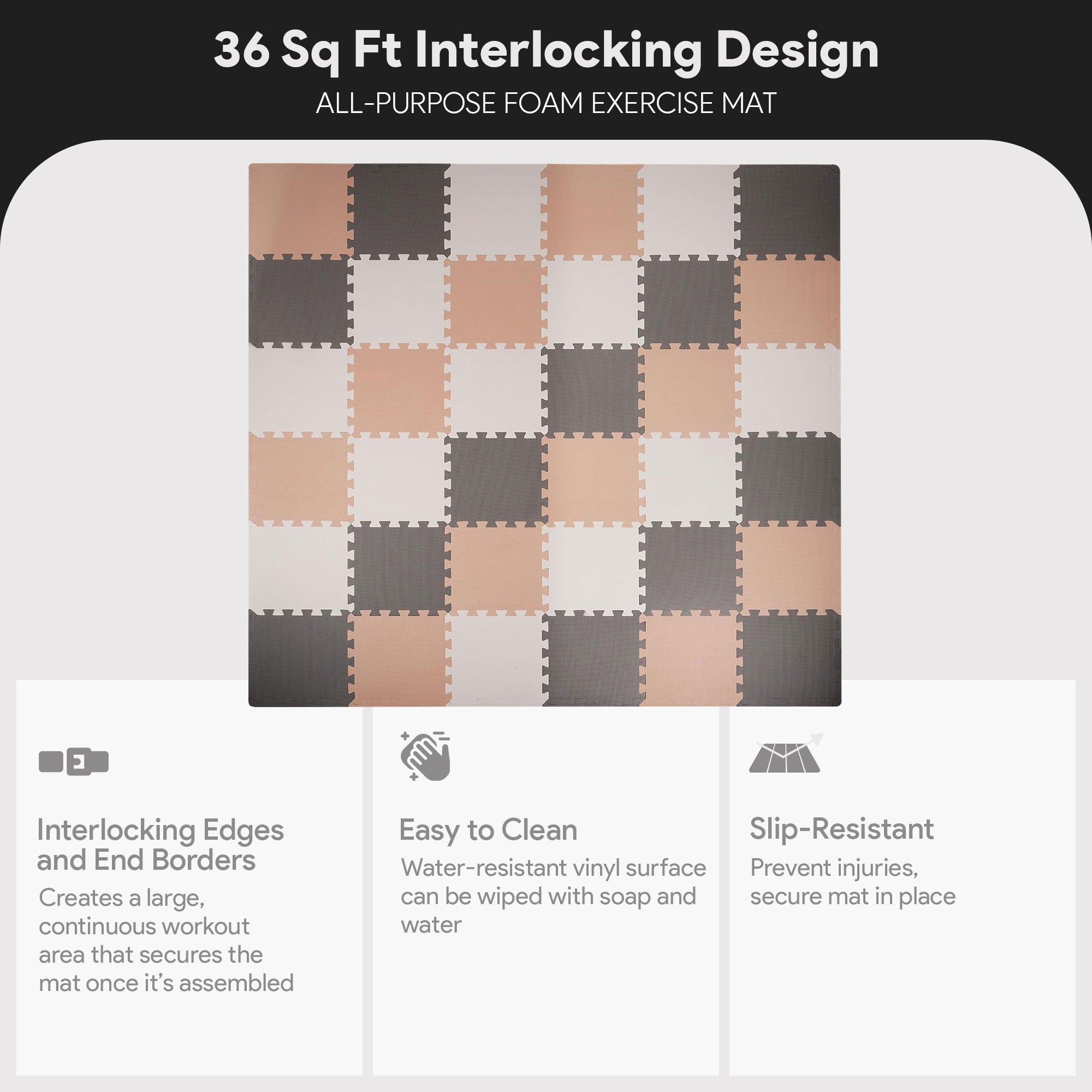 BalanceFrom Fitness 36 Tile Thick Interlocking Puzzle Foam Exercise Mat (Used) - VMInnovations