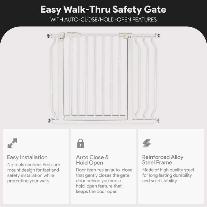 BalanceFrom Walk-Thru Safety Gate for Baby and Pets, 29.1-38.5"W, 30"H, White