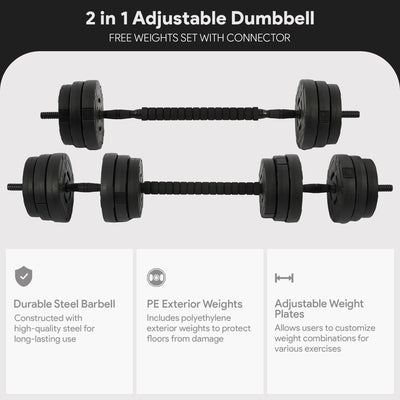 Fitvids 2 in 1 Adjustable Dumbbell Set,60lbs Free Weights Set w/Connector (Used) - VMInnovations