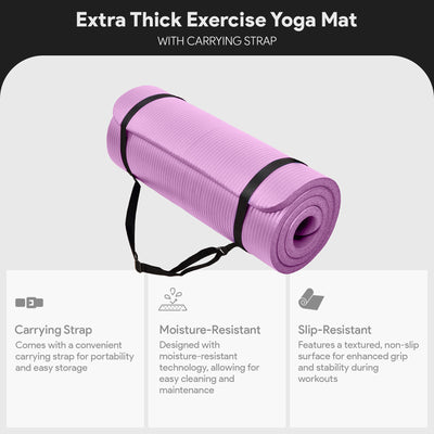 BalanceFrom Yoga Mat, 1" Extra Thick Exercise Pilates Workout Mat, Taro Purple