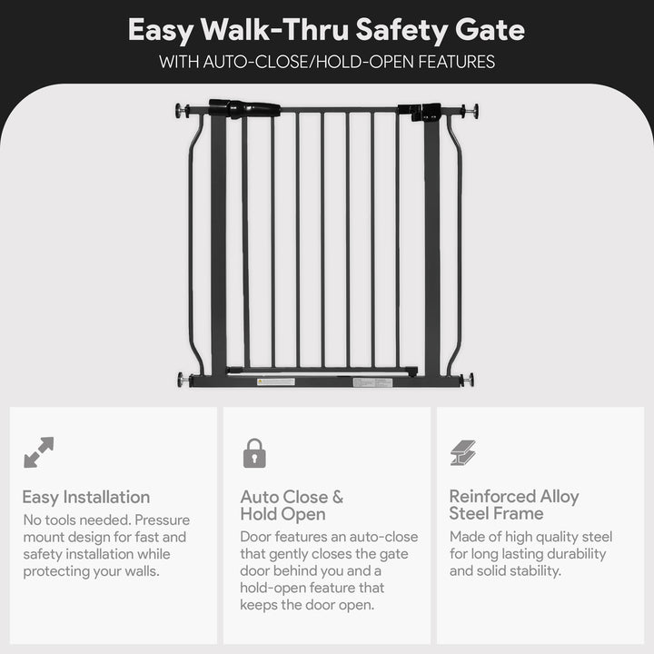 BalanceFrom Walk-Thru Safety Gate for Baby and Pets, 29.1-33.8"W, 30"H, Graphite