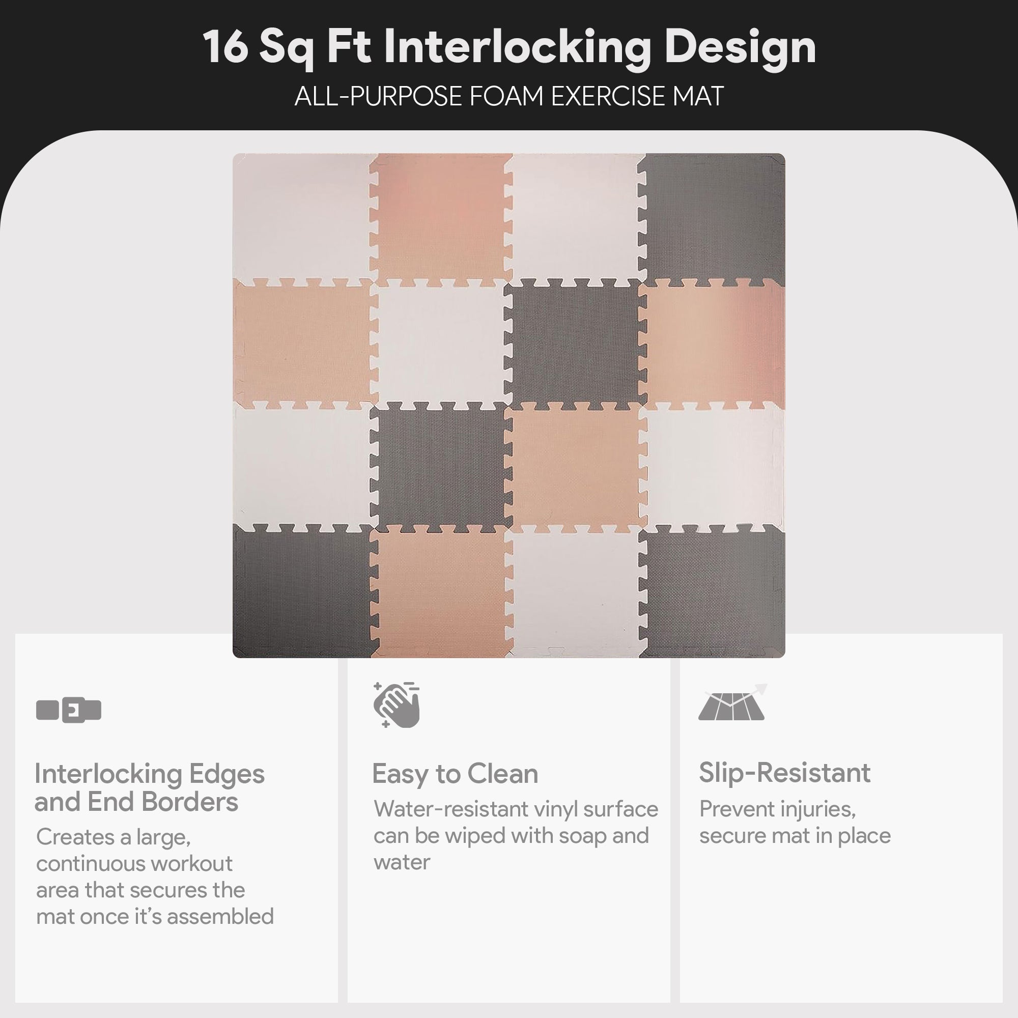 BalanceFrom Fitness 16 Tile Interlocking Puzzle Foam Exercise Play Mat (Used) - VMInnovations